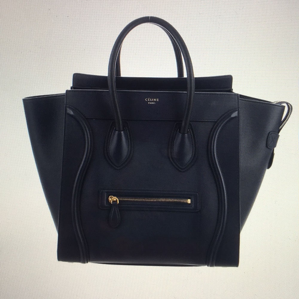 Celine mini luggage tote (navy): lightly used